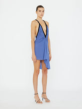 Load image into Gallery viewer, Suspended Jersey Fluted Mini Dress - Blue
