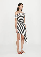 Load image into Gallery viewer, Stripe Knit Mini Dress - Black/ White Stripe