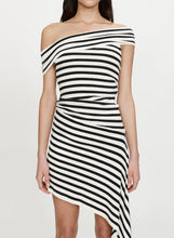 Load image into Gallery viewer, Stripe Knit Mini Dress - Black/ White Stripe