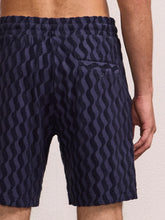 Load image into Gallery viewer, Augusto Listra Jacquard Terry Cottton Shorts - Midnight-blue