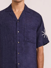 Load image into Gallery viewer, Alves Linen Shirt S/S Sol E Mar Embroidery - Midnight-blue