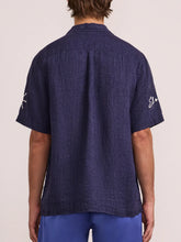 Load image into Gallery viewer, Alves Linen Shirt S/S Sol E Mar Embroidery - Midnight-blue