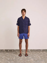 Load image into Gallery viewer, Alves Linen Shirt S/S Sol E Mar Embroidery - Midnight-blue