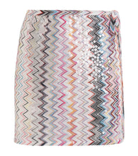 Load image into Gallery viewer, Viscose blend pareo mini skirt Multicolor flat lay