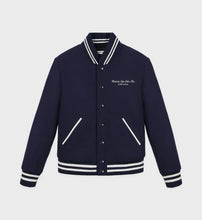 Load image into Gallery viewer, Eden Crest Wool Varsity Jacket - Navy