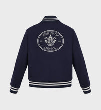 Load image into Gallery viewer, Eden Crest Wool Varsity Jacket - Navy
