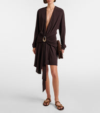 Load image into Gallery viewer, Stone Pin Scarf L/S Mini Dress - Umber
