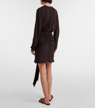 Load image into Gallery viewer, Stone Pin Scarf L/S Mini Dress - Umber