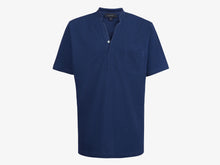 Load image into Gallery viewer, Fish Tail Short Cotton Shirt - Navy Blue/Stripes