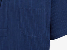 Load image into Gallery viewer, Fish Tail Short Cotton Shirt - Navy Blue/Stripes