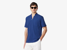 Load image into Gallery viewer, Fish Tail Short Cotton Shirt - Navy Blue/Stripes