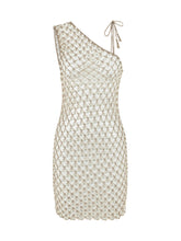 Load image into Gallery viewer, Serene Hand Crochet One Shoulder Mini Dress - Bronze