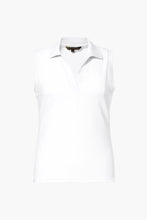 Load image into Gallery viewer, Caroline Sleeveless Polo Top - White