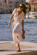 Load image into Gallery viewer, Lenna Polo Top - Pointelle Lace Vintage White
