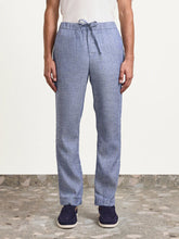 Load image into Gallery viewer, Oscar Linen Chinos - Melange Navy Blue
