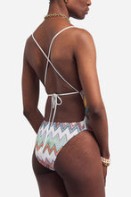 Load image into Gallery viewer, Missoni one-piece macro zigzag White Multicoloured back
