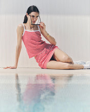 Load image into Gallery viewer, Serif Logo Striped Terry Tank  - Fire Red Stripes

