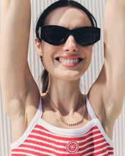 Load image into Gallery viewer, Serif Logo Striped Terry Tank  - Fire Red Stripes
