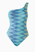 Load image into Gallery viewer, One-Shoulder Swimsuit - Faded Stripes
