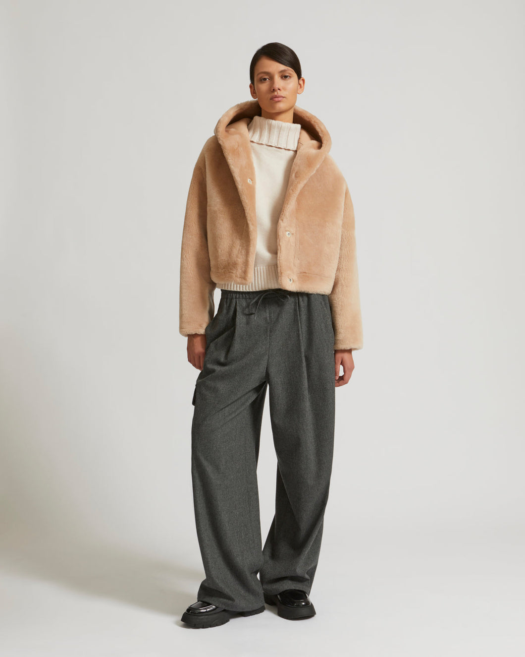 Jacket Ironed Merinos Lamb - Quartz