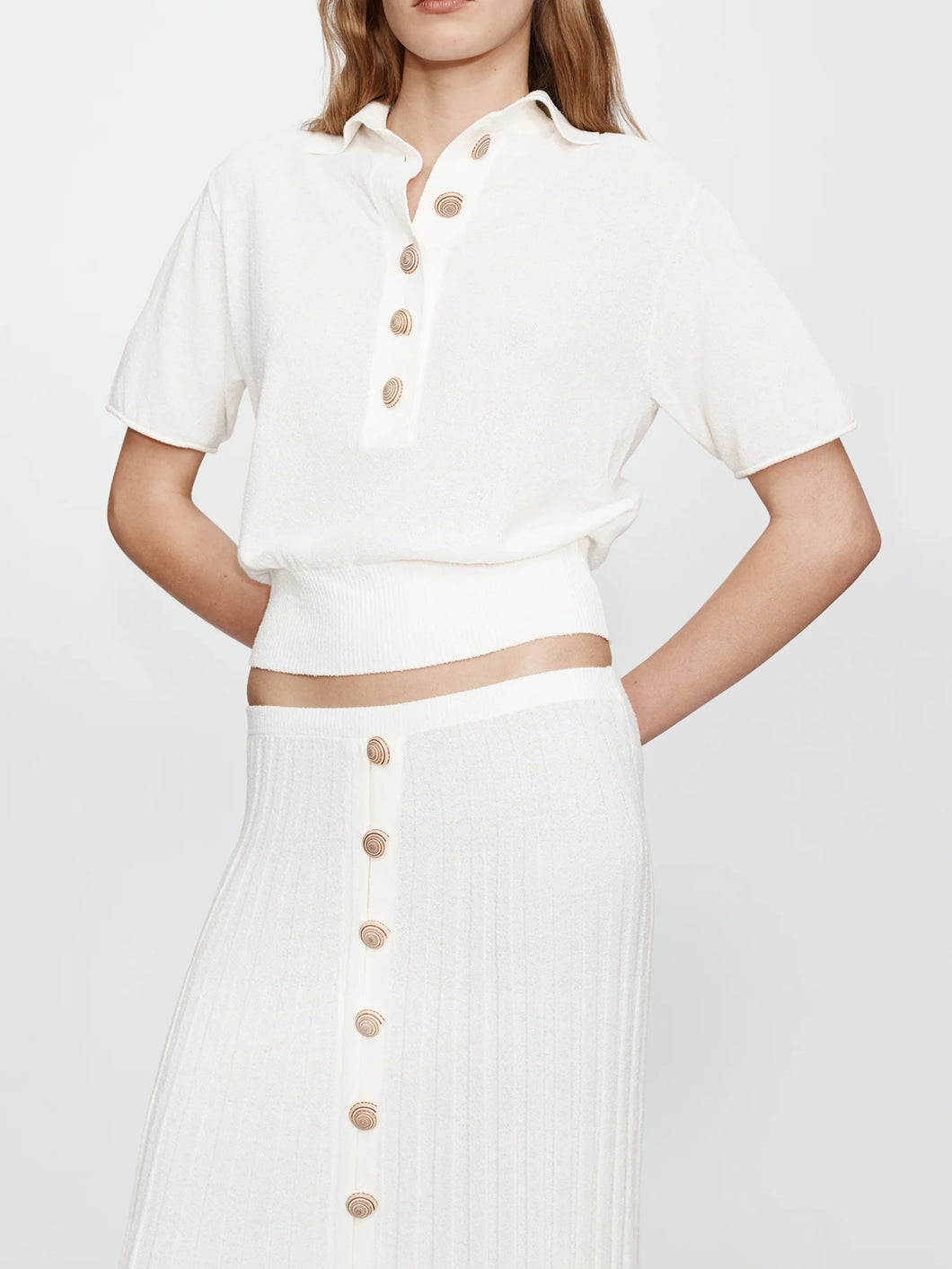 Sundial Shell Sunray Knit Skirt  - White
