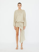 Load image into Gallery viewer, Parachute Silk Drape Mini Dress  - Stone
