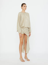 Load image into Gallery viewer, Parachute Silk Drape Mini Dress  - Stone
