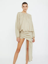 Load image into Gallery viewer, Parachute Silk Drape Mini Dress  - Stone

