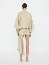 Load image into Gallery viewer, Parachute Silk Drape Mini Dress  - Stone
