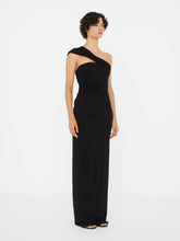 Load image into Gallery viewer, Beach Glass Draped Jersey Dress  - Black
