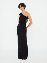 Load image into Gallery viewer, Beach Glass Draped Jersey Dress  - Black
