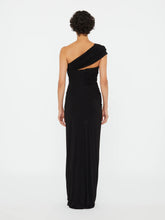Load image into Gallery viewer, Beach Glass Draped Jersey Dress  - Black

