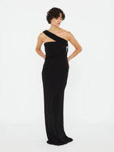 Load image into Gallery viewer, Beach Glass Draped Jersey Dress  - Black
