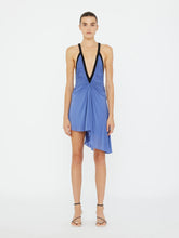 Load image into Gallery viewer, Suspended Jersey Fluted Mini Dress  - Blue
