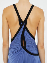 Load image into Gallery viewer, Suspended Jersey Fluted Mini Dress  - Blue
