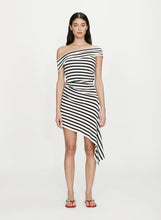 Load image into Gallery viewer, Stripe Knit Mini Dress  - Black/ White Stripe
