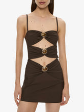 Load image into Gallery viewer, Mineral Stone Ruched Mini Dress  - Umber
