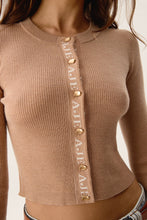 Load image into Gallery viewer, Alchemy Knit Cardigan  - Camel Ivory Logo
