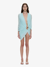 Load image into Gallery viewer, Helix Crystal Draped Mini Dress - Mystic Mint
