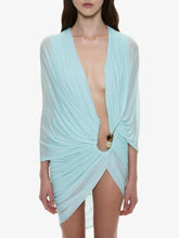 Load image into Gallery viewer, Helix Crystal Draped Mini Dress - Mystic Mint
