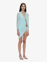 Load image into Gallery viewer, Helix Crystal Draped Mini Dress - Mystic Mint
