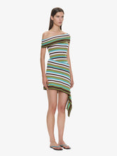 Load image into Gallery viewer, Stripe Knit Extension Drape Mini Dress - Vert Stripe
