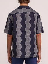 Load image into Gallery viewer, Roberto Linen Shirt S/S Duo Cabana Stripe Print - Navy
