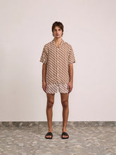 Load image into Gallery viewer, Roberto Linen Shirt S/S Listra Print - Brown
