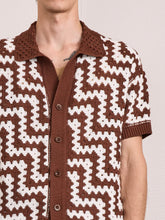 Load image into Gallery viewer, Pinto Cotton Crochet Cardigan S/S - Brown
