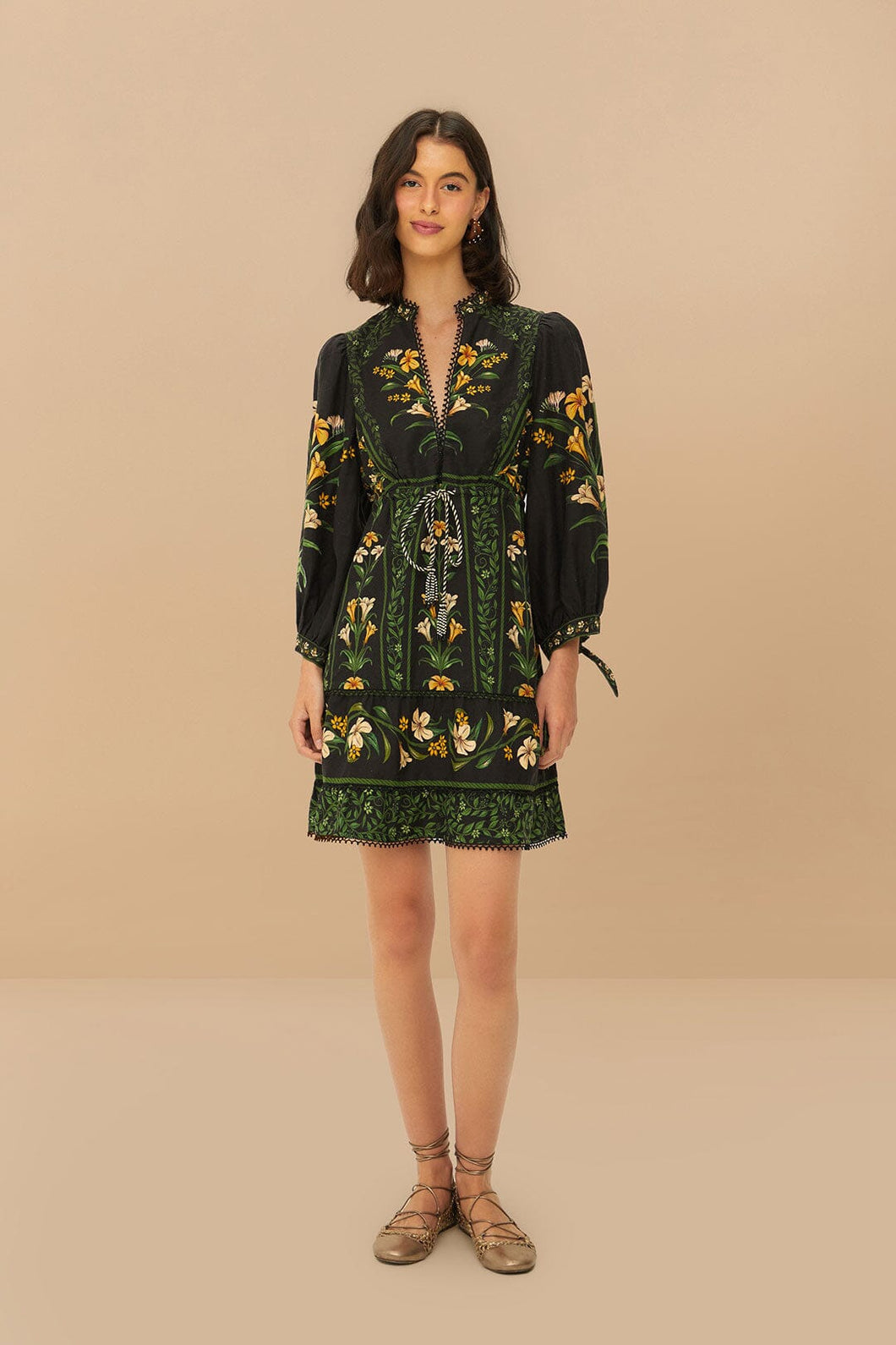 Flowers Arch Mini Dress - Black