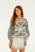 Load image into Gallery viewer, Fruit Beauty Scarf Off-white Long Slevee Blouse - Fruit Beauty Scarf Off-white
