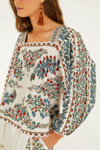 Load image into Gallery viewer, Fruit Beauty Scarf Off-white Long Slevee Blouse - Fruit Beauty Scarf Off-white
