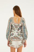 Load image into Gallery viewer, Fruit Beauty Scarf Off-white Long Slevee Blouse - Fruit Beauty Scarf Off-white
