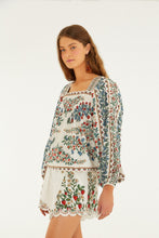 Load image into Gallery viewer, Fruit Beauty Scarf Off-white Long Slevee Blouse - Fruit Beauty Scarf Off-white
